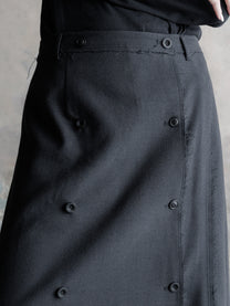 26FW WMS｜Double Breasted Frayed Skirt
