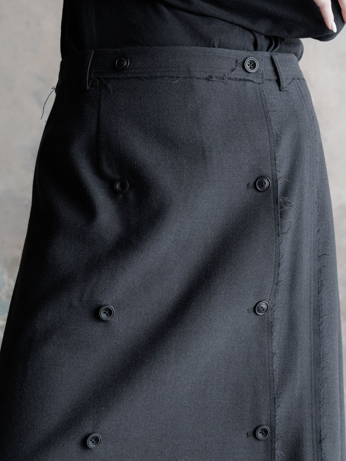 26FW WMS｜Double Breasted Frayed Skirt
