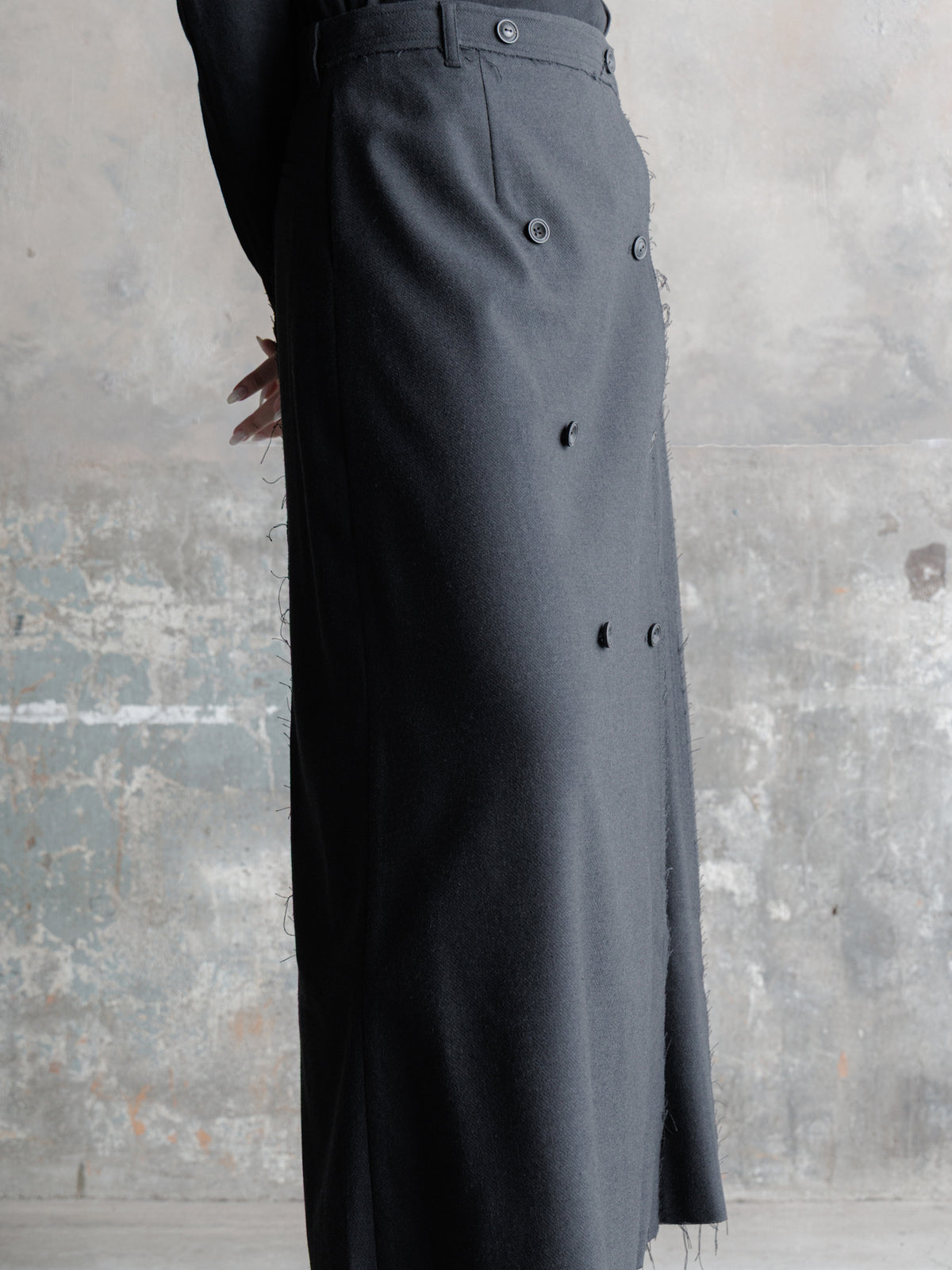 26FW WMS｜Double Breasted Frayed Skirt