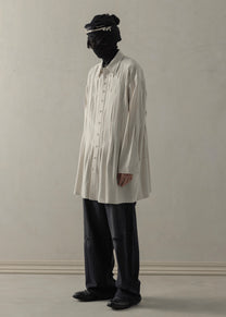 24SS｜ Pleated Long Shirt (Beige)