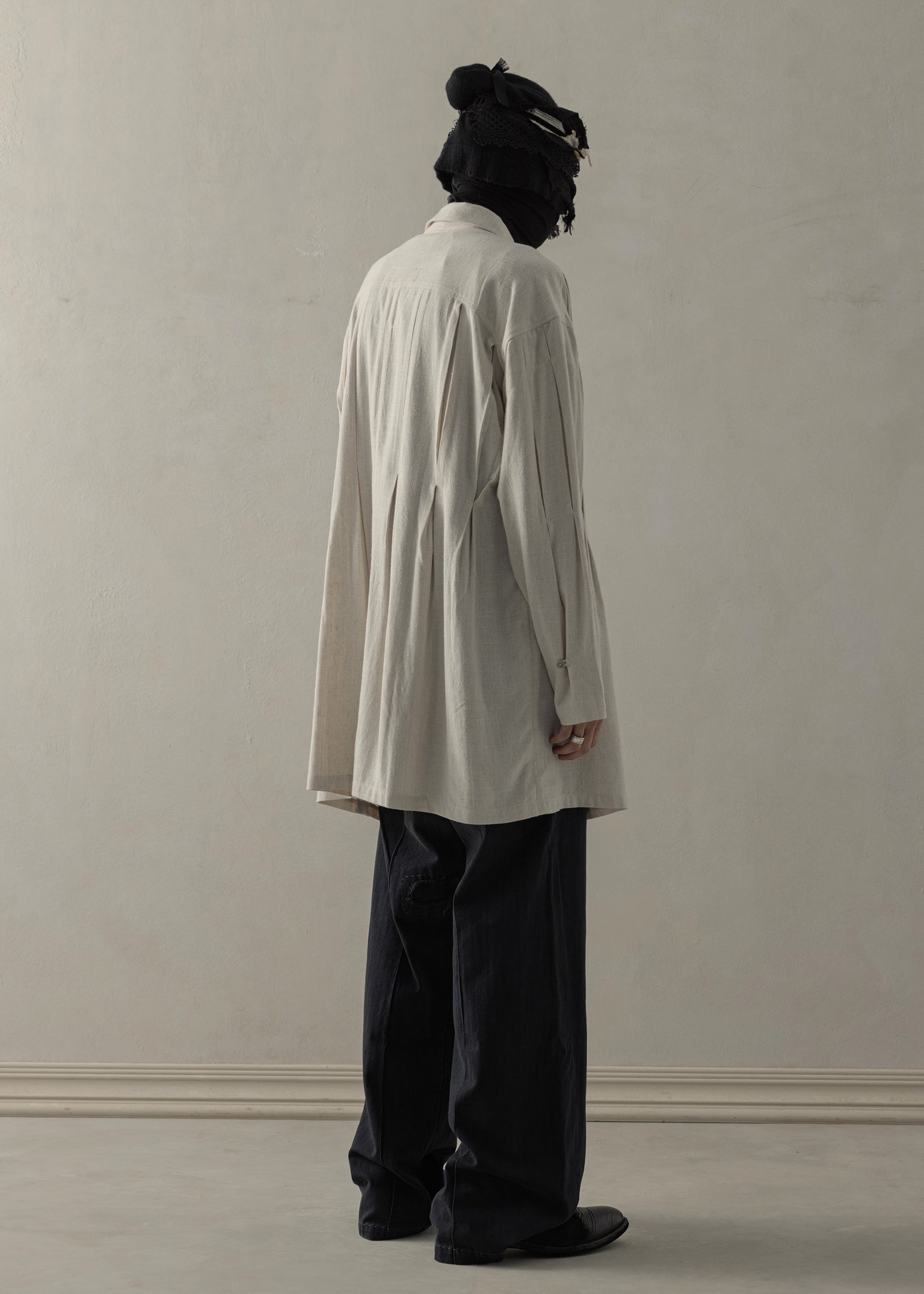 24SS｜ Pleated Long Shirt (Beige)