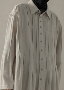 24SS｜ Pleated Long Shirt (Beige)