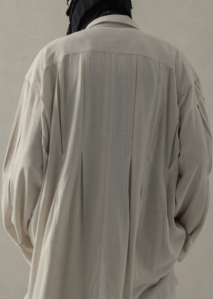 24SS｜Pleated Long Shirt (Beige)