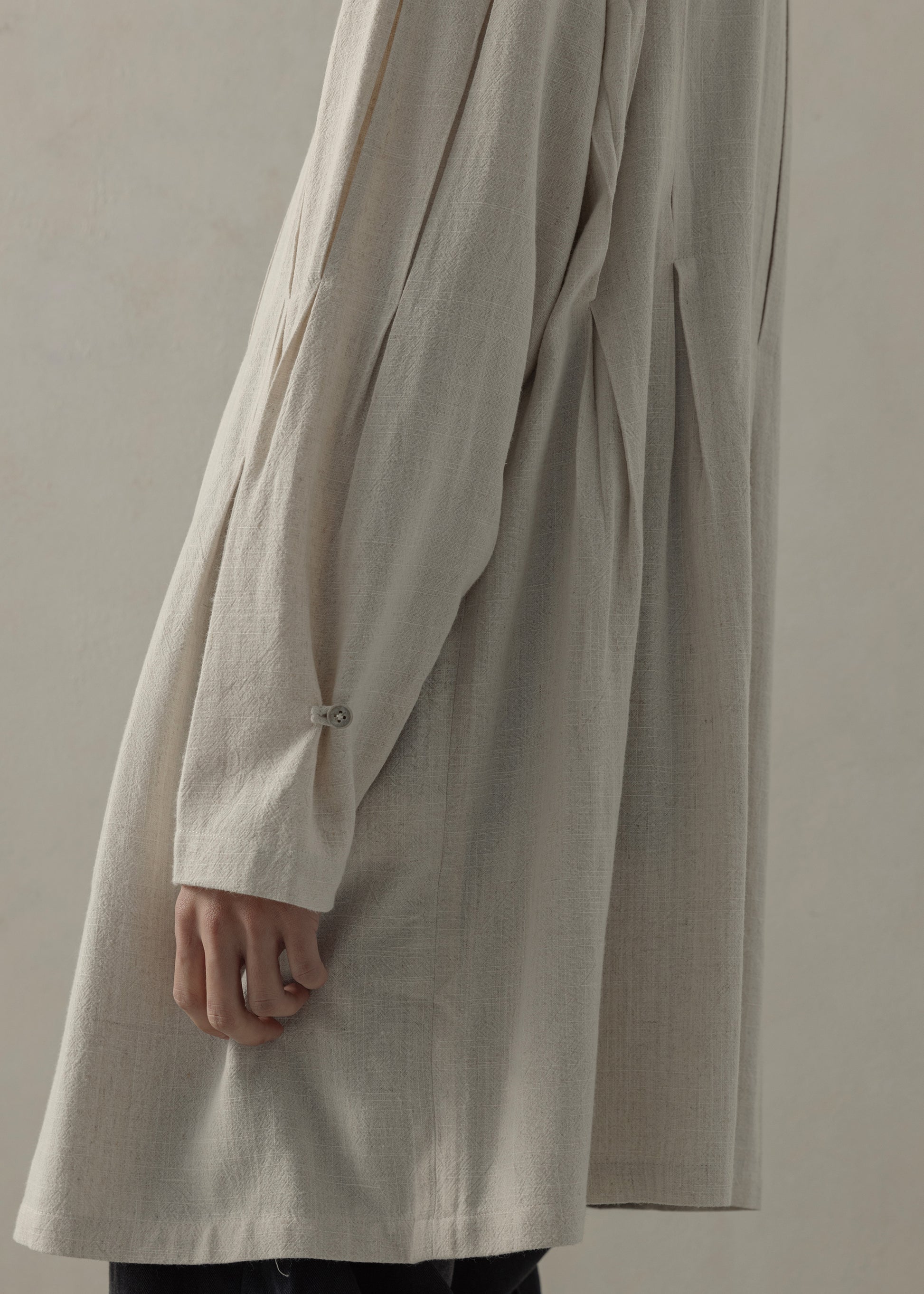 24SS｜ Pleated Long Shirt (Beige)