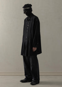 24SS｜ Pleated Long Shirt (Black)