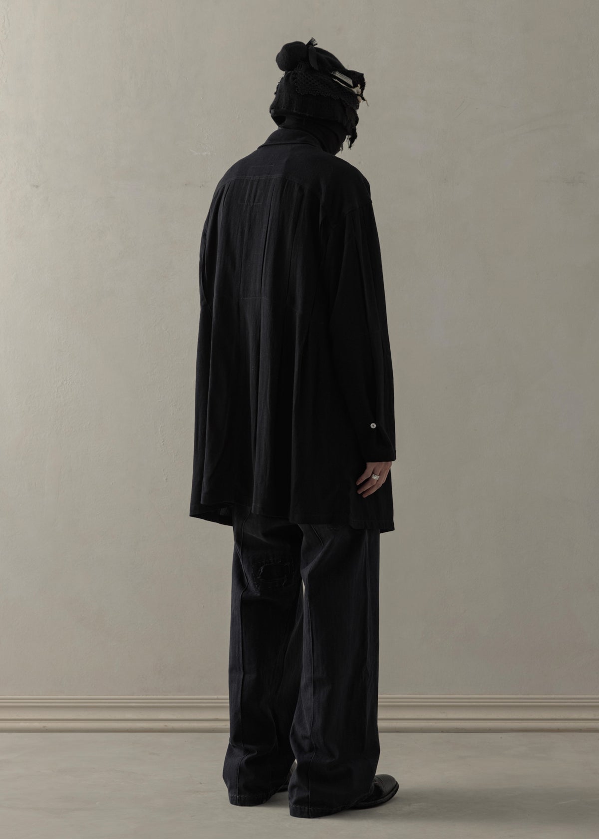 24SS｜ Pleated Long Shirt (Black)