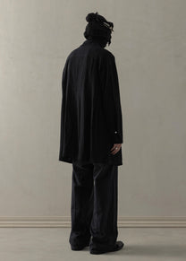24SS｜ Pleated Long Shirt (Black)