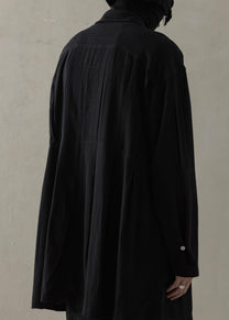 24SS｜ Pleated Long Shirt (Black)