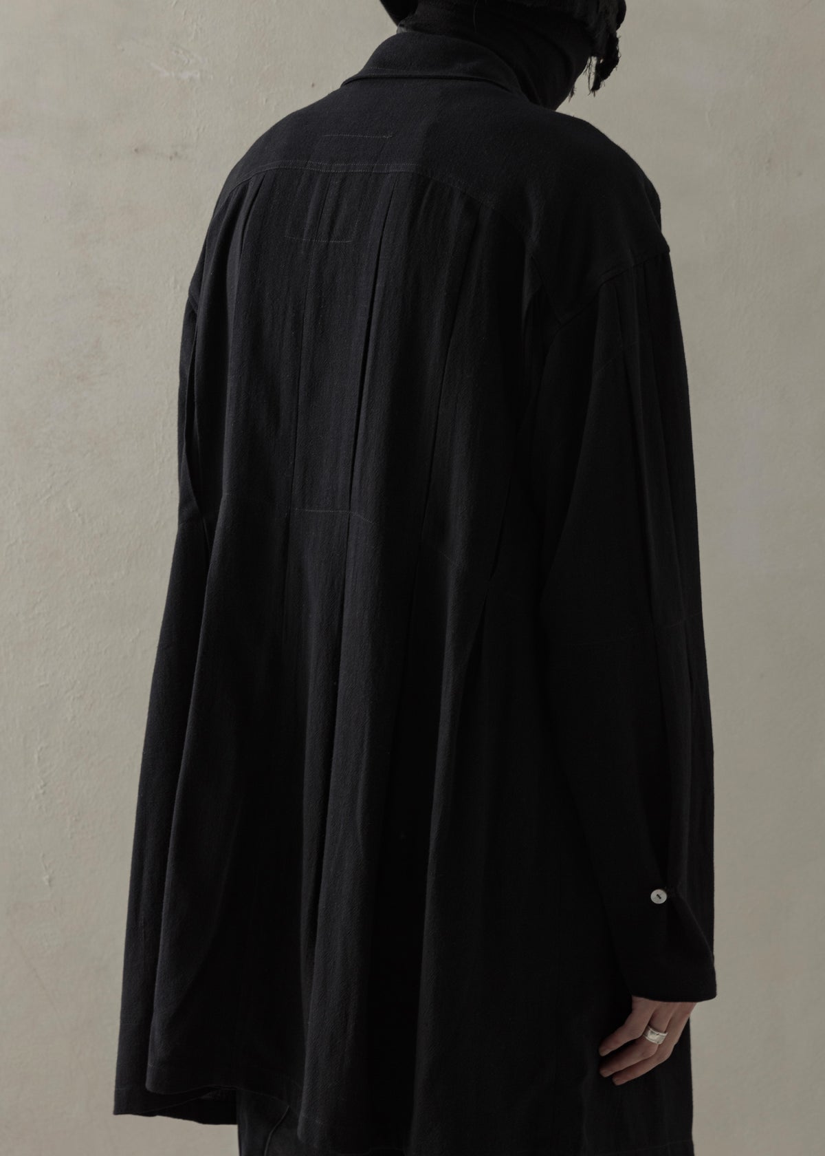 24SS｜ Pleated Long Shirt (Black)